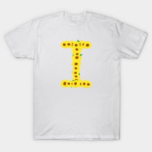 Sunflowers Initial Letter I (White Background) T-Shirt